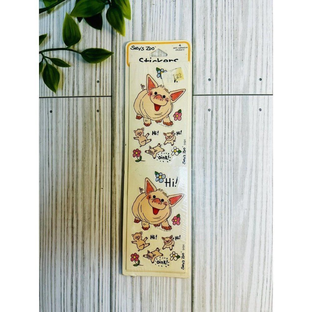 🩵SOLD🩵 VINTAGE Suzy’s Zoo Stickers Happy Pig Scrapbook Craft SEALED